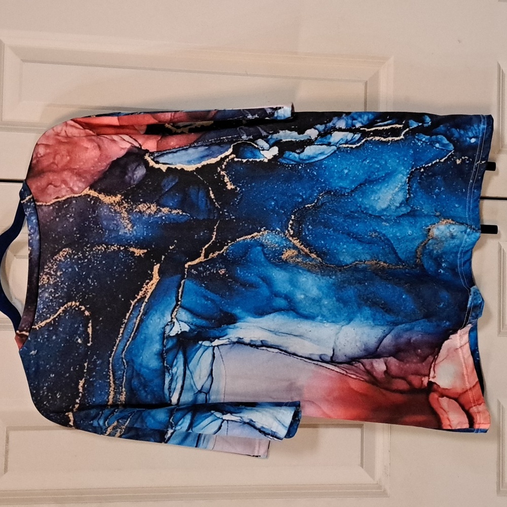 Abstract Blue and Pink Women's Top - Picture 2 of 2